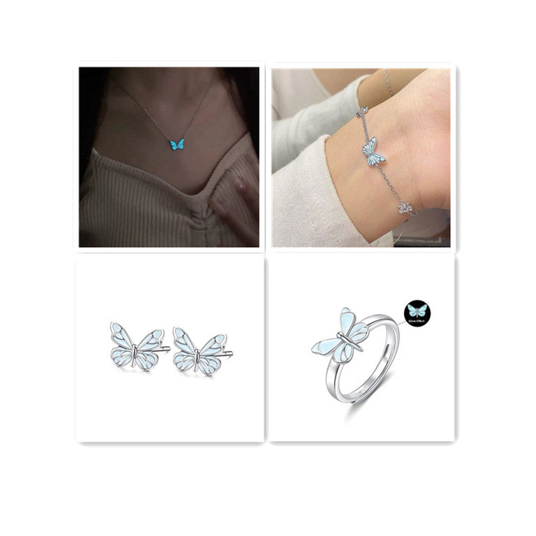 Set Collana & Bracciale Farfalla Luminosa Blu – Gioielli Regalo Donna
