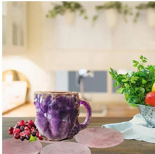 Tazza effetto cristallo minerale 400 ml – Elegante tazza in resina con manico